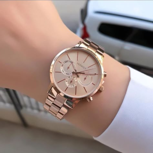 rose gold classy watch